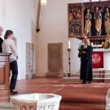  Im Gottesdienst entpflichtete die Stellvertreterin des amtierenden Superintendenten Franziska Freiberg, Stephan Koch und Petra Koch von ihrem Dienst in Breitungen. © Julia Otto